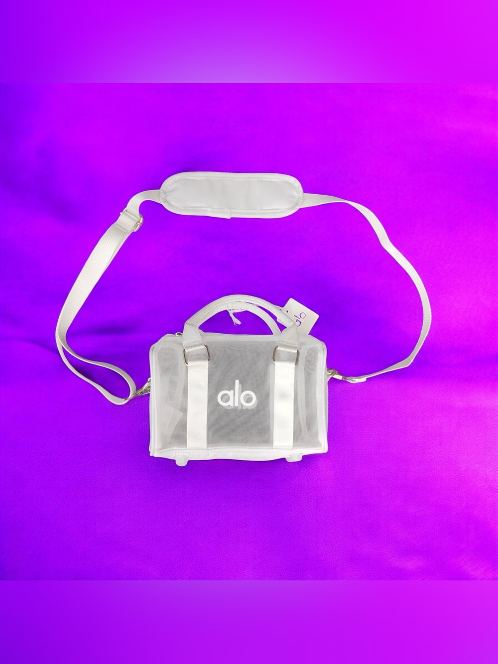 🚀ALO Yoga White Mesh Crossbody Bag with Top Handles